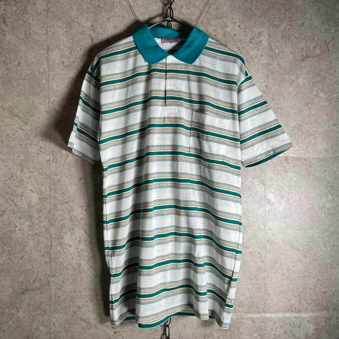 VINTAGE(ヴィンテージ)の90s ヴィンテージ マルチボーダー 半袖ポロシャツ ラガーシャツ メンズのトップス(ポロシャツ)の商品写真