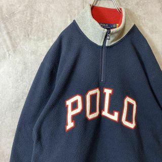 ポロラルフローレン(POLO RALPH LAUREN)の【ハーフジップ、ビッグ刺繍ロゴ】ラルフローレン古着フリーススウェット長袖L起毛(その他)