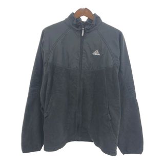 アディダス(adidas)の90年代 adidas アディダス フリースジャケット スポーツ ワンポイント ブラック (メンズ L) 中古 古着 Q6112(その他)