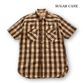 シュガーケーン(Sugar Cane)の【SUGAR CANE】シュガーケーン ブロックチェック 半袖ウエスタンシャツ(シャツ)