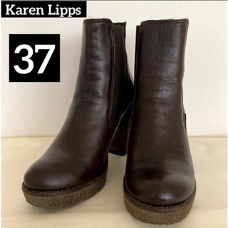 カレンリップス(KAREN LIPPS)のカレンリップス　サイドゴアブーツ　厚底　ブラウン　37サイズ　23.5 本革(ブーツ)