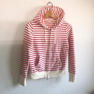 ユニクロ(UNIQLO)のUNIQLO♡コットンボーダーパーカー♡クリーム色がかわいい♡部屋着♡ユニクロ♡(パーカー)