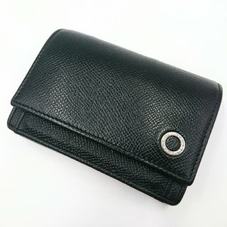 ブルガリ(BVLGARI)の☆美品 厚手☆BVLGARI 名刺入れ カードホルダー 黒 サークルロゴ レザー(名刺入れ/定期入れ)