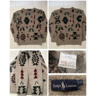 ポロラルフローレン(POLO RALPH LAUREN)の美品80s 90s POLO ラルフローレン native hand knit(ニット/セーター)