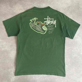 90's USA製 OLDSTUSSY ステューシー バイク プリント Tシャツ