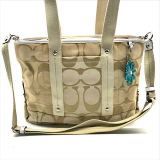 コーチ(COACH)の美品 COACH コーチ 2WAY ハンド ショルダー バッグ シグネチャー ベージュ k1868(ハンドバッグ)