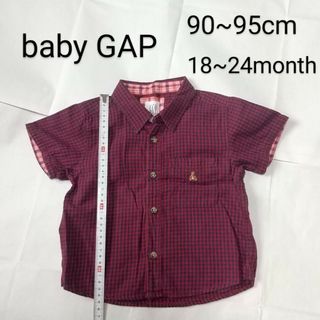 ベビーギャップ(babyGAP)のbaby GAP 半袖ボタンシャツ チェック柄 18~24ヶ月 90~95cm(Tシャツ/カットソー)