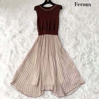 フェルゥ(Feroux)のFeroux フェルゥ ドット切り替えロングワンピース シフォン ニット 2(ロングワンピース/マキシワンピース)