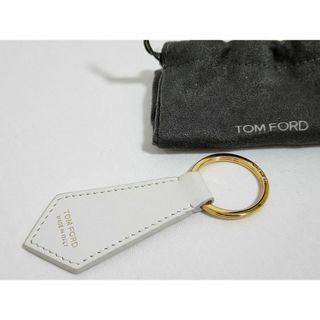 トムフォード(TOM FORD)の正規未レア トムフォード レザーLラージ コンビキーリング 白 ロゴキーホルダー(キーホルダー)