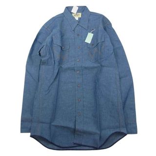 ラングラー(Wrangler)のWrangler ラングラー M5029-00 27MW BLUE BELL ブルーベル ヴィンテージ 復刻 ウェスタン 長袖 シャツ シャンブレー インディゴブルー系 15-16【新古品】【未使用】【中古】(シャツ)