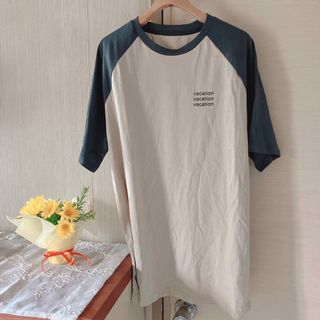 シーイン(SHEIN)のSHEIN 半袖 ラグランT シーイン ベージュ グレー 夏 Tシャツ ビッグT(Tシャツ(半袖/袖なし))