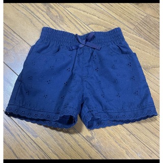 ニシマツヤ(西松屋)の西松屋 パンツ ショートパンツ レース リボン 紺色 100(パンツ/スパッツ)