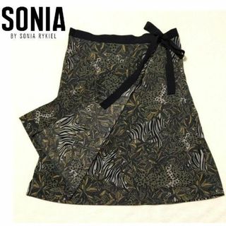 ソニアリキエル(SONIA RYKIEL)の美品★ソニアリキエル★ラップスカート 豹柄 大きめサイズ 44(ひざ丈スカート)