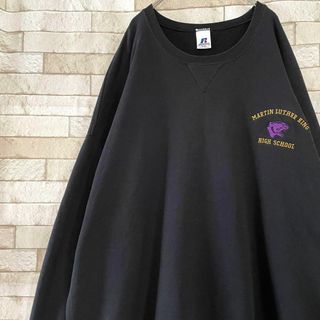 ラッセルアスレティック(Russell Athletic)のラッセル スウェット 90s メキシコ製 刺繍 カレッジロゴ 裏起毛 黒 3XL(スウェット)