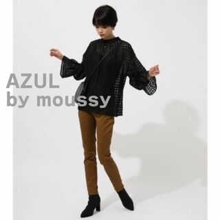 アズールバイマウジー(AZUL by moussy)のAZUL by moussy アズール　マウジー　ブラウス　シアー　黒　チェック(シャツ/ブラウス(長袖/七分))