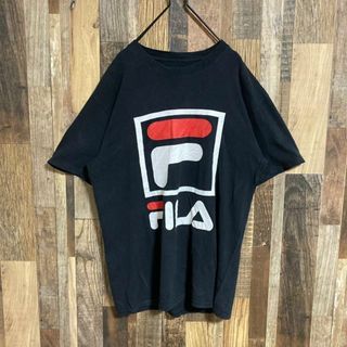 FILA フィラ ロゴ プリント Tシャツ USA古着 半袖 ブラック M 黒