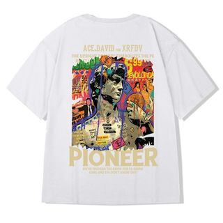 メンズ ストリート 白 L モード 半袖 Tシャツ オーバーサイズ ヒップホップ(Tシャツ/カットソー(半袖/袖なし))