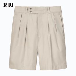 ユニクロ(UNIQLO)の【UNIQLO U】ワイドフィットタックチノショーツ　ナチュラル　M(ショートパンツ)