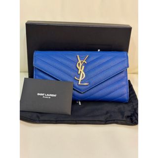 サンローラン(Saint Laurent)のサンローラン　長財布　モノグラム　フラップウォレット　ロイヤルブルー　青(財布)