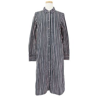 marimekko マリメッコ ワンピース シャツワンピース チャコールグレー ピンク 34(XS) ストライプ コットン PICCOLO ひざ下丈 カジュアル 大人 きれいめ 【レディース】【中古】