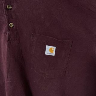 カーハート(carhartt)のカーハート ロゴ ポケT メンズ 2XL ヘンリーネック Tシャツ 半袖 エンジ(Tシャツ/カットソー(半袖/袖なし))