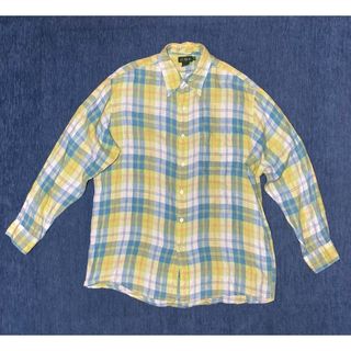 ジェイクルー(J.Crew)のJ.CREW チェックシャツ リネンシャツ 巨人タグ Mサイズ(シャツ)