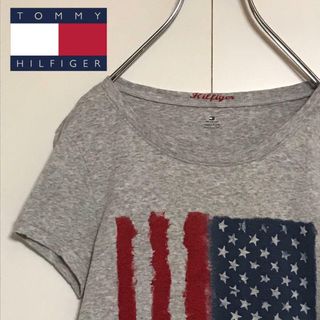 TOMMY HILFIGER - 【人気定番】トミーヒルフィガー 星条旗プリントTシャツ　タイト　A1154