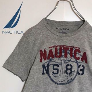 【XSサイズ】ノーティカ　センターロゴ入りTシャツ　グレー　H801(Tシャツ/カットソー(半袖/袖なし))