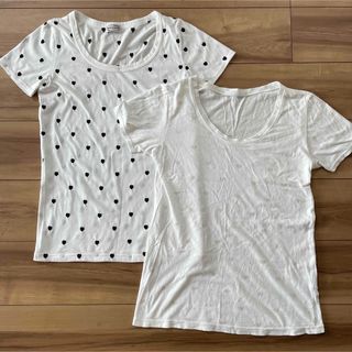 ハート柄の半袖Tシャツ　白Tシャツ2着（難あり）