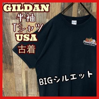 ギルダン ネイビー XL メンズ プリント アニマル USA古着 半袖 Tシャツ(Tシャツ/カットソー(半袖/袖なし))