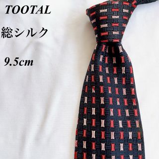 美品★TOOTAL★ブラック★小紋柄★総柄★総シルク★ネクタイ★9.5(ネクタイ)