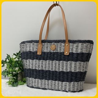 Tory Burch - 極美品 TORY BURCH カゴバッグ トート A4 ロビンソン ボーダー 革