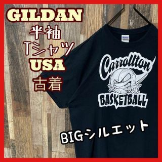 ギルタン(GILDAN)のギルダン キャラクター プリント メンズ ブラック XL 古着 半袖 Tシャツ(Tシャツ/カットソー(半袖/袖なし))