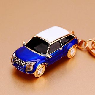 MINI キーホルダー 車 ブルー ミニカー キラキラ バッグチャーム 男の子(キーホルダー)