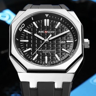 新品 AOCASDIY オクタゴンオマージュウォッチ メンズ腕時計 ブラックSS