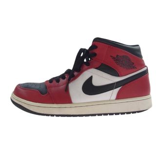 NIKE AIR JORDAN ナイキ ジョーダン スニーカー 554724-069　 AJ1 MID CHICAGO BLACK TOE エアジョーダン1 ミッド シカゴ ブラック トゥ スニーカー レッド系 ホワイト系 ブラック系 27cm【中古】(スニーカー)