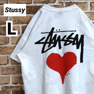 STUSSY - 《訳あり》ステューシー　正規・新品タグ　ハート　ホワイト　L　Tシャツ