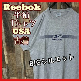 リーボック(Reebok)のリーボック メンズ プリント ロゴ グレー XL 古着 90s 半袖 Tシャツ(Tシャツ/カットソー(半袖/袖なし))