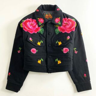 ISSEY MIYAKE - 75e8 i.s. アイエス ISSEY MIYAKE イッセイミヤケ アーカイブ 花柄刺繍 短丈ジャケット 9 ブラック バラ 薔薇 flower jacket ヴィンテージ Vintage