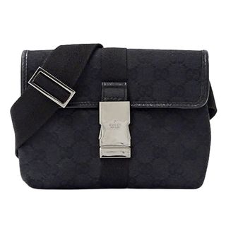 グッチ(Gucci)のグッチ GUCCI バッグ レディース メンズ ブランド ボディバッグ ウエストバッグ GGキャンバス ブラック 131236 黒 コンパクト ミニバッグ おしゃれ 【中古】(ボディバッグ/ウエストポーチ)