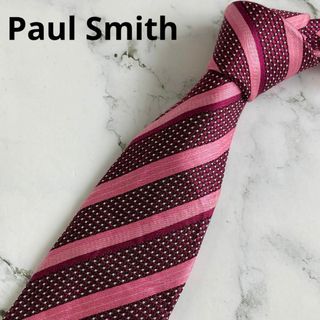 ポールスミス(Paul Smith)の良品★ポールスミス★ネクタイ★ストライプ柄★シルク100%★ピンク×パープル(ネクタイ)