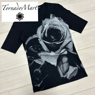 トルネードマート(TORNADO MART)の良品■トルネードマート■5分袖 リトグラフィ ローズ バラ プリント Tシャツ(Tシャツ/カットソー(半袖/袖なし))