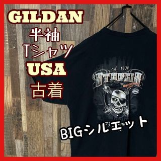 ギルタン(GILDAN)のギルダン プリント バイカー メンズ 2XL ブラック 古着 半袖 Tシャツ(Tシャツ/カットソー(半袖/袖なし))