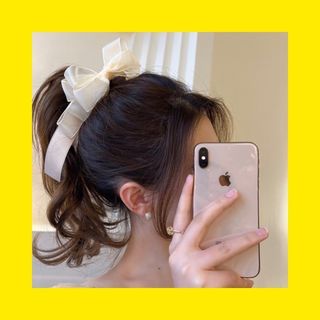 ビッグリボン　アクセサリー　ヘアゴム　シアー(ヘアピン)