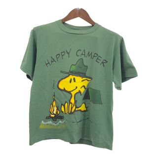 90年代 USA製 Changes PEANUTS ウッドストック 半袖Ｔシャツ キャラクター グリーン (メンズ M) 中古 古着 Q6004(Tシャツ/カットソー(半袖/袖なし))