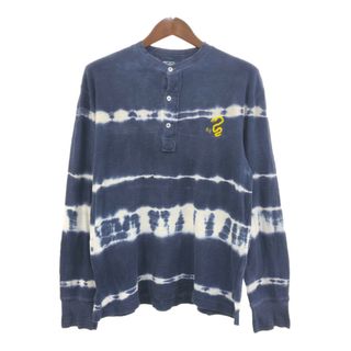 ポロラルフローレン(POLO RALPH LAUREN)のPolo by Ralph Lauren ポロ ラルフローレン ブリーチ ヘンリーネック サーマル 長袖Ｔシャツ ネイビー (メンズ L) 中古 古着 Q6006(Tシャツ/カットソー(七分/長袖))