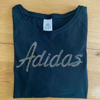 アディダス(adidas)のアディダス ロングT シャツ 黒 ブラック ゴールド ロゴ(Tシャツ(長袖/七分))