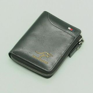 ◆◇ SALE ◇◆ 新品 カンガルー コンパクト メンズ 財布 ブラック 黒(折り財布)