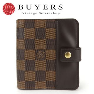 ルイヴィトン(LOUIS VUITTON)の【中古】 ルイ・ヴィトン 二つ折り財布 コンパクトジップ N61668 ダミエキャンバス ブラウン ゴールド金具 レディース 女性 LOUIS VUITTON(財布)