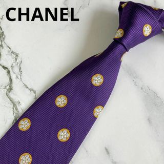 CHANEL - 未使用タグ付★シャネル★ネクタイ★シルク100%★花柄★パープル★イタリア製